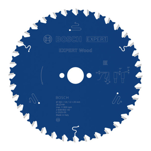 Bosch EXPERT Wood cirkelzaagblad, 160x1,8x20 mm, Z36