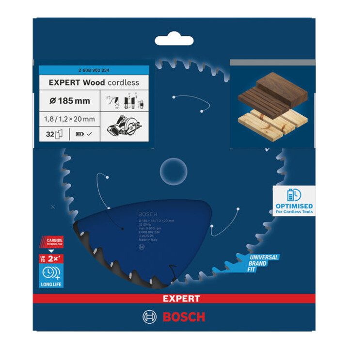 Bosch EXPERT Wood cirkelzaagblad, 185x1,8x20 mm, Z32