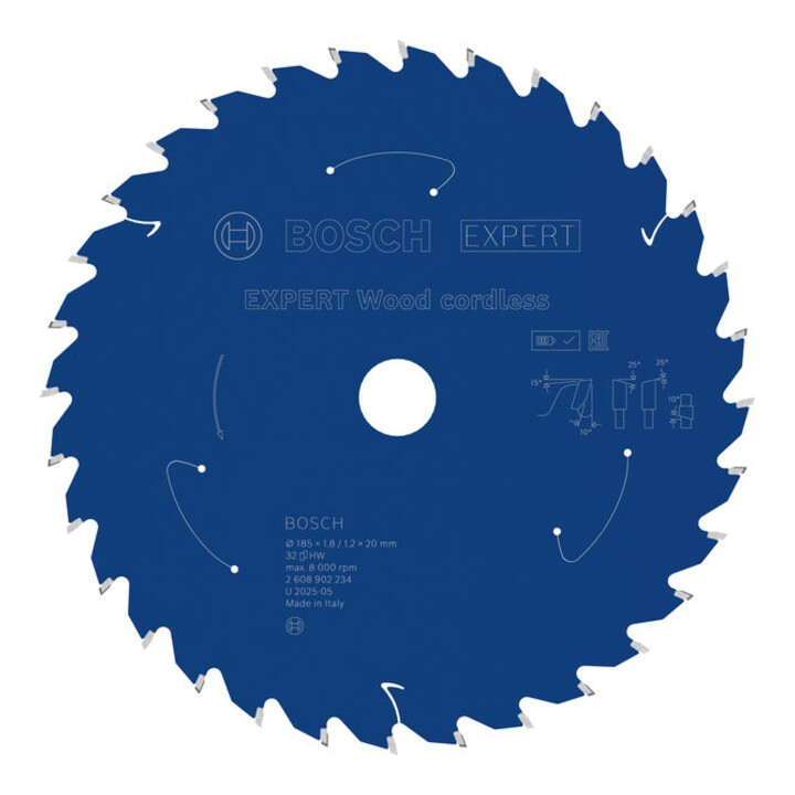 Bosch EXPERT Wood cirkelzaagblad, 185x1,8x20 mm, Z32