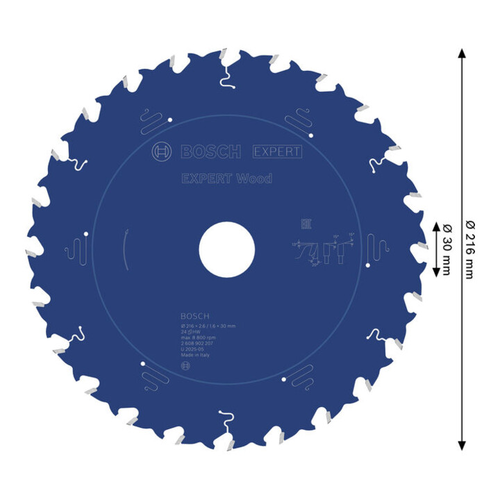Bosch EXPERT Wood cirkelzaagblad, 216x30 mm, Z24