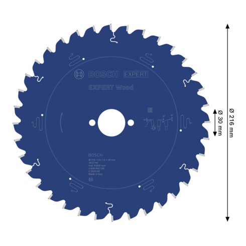 Bosch EXPERT Wood cirkelzaagblad, 216x30 mm, Z36