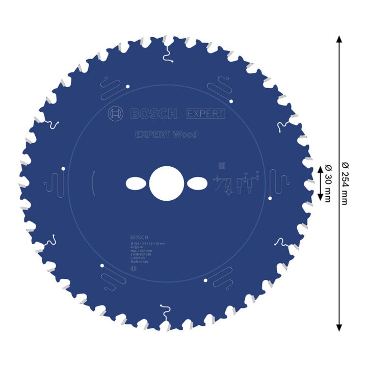 Bosch EXPERT Wood Cirkelzaagblad, 254x2,4x30 mm, Z40