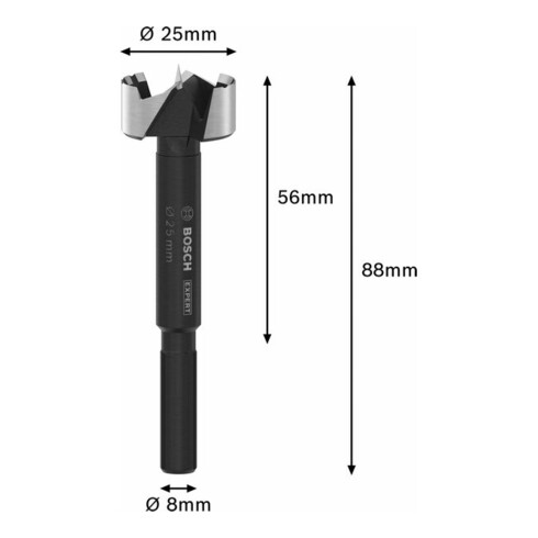 Bosch EXPERT Wood Forstnerbohrer, 25 mm, D8 mm