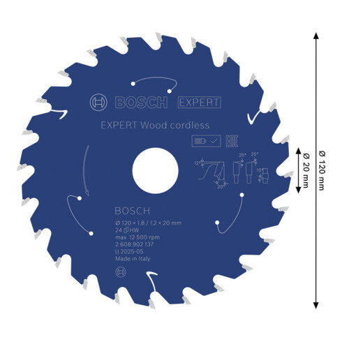 Bosch EXPERT Wood Kreissägeblatt, 120x20 mm, Z24