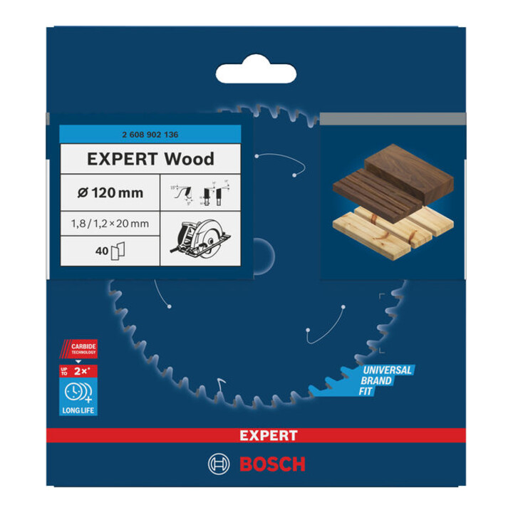 Bosch EXPERT Wood Kreissägeblatt, 120x20 mm, Z40