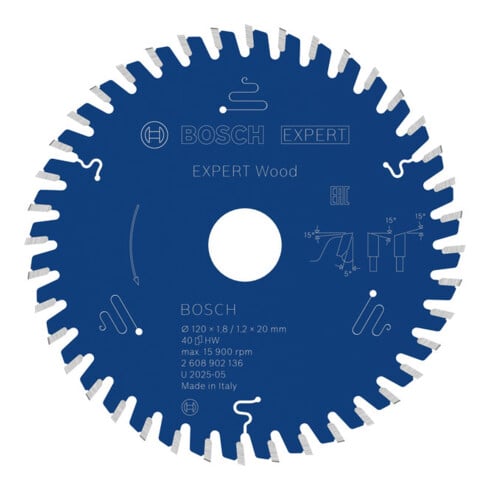 Bosch EXPERT Wood Kreissägeblatt, 120x20 mm, Z40