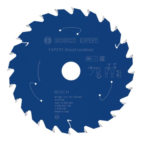 Bosch EXPERT Wood Kreissägeblatt, 136x20 mm, Z24