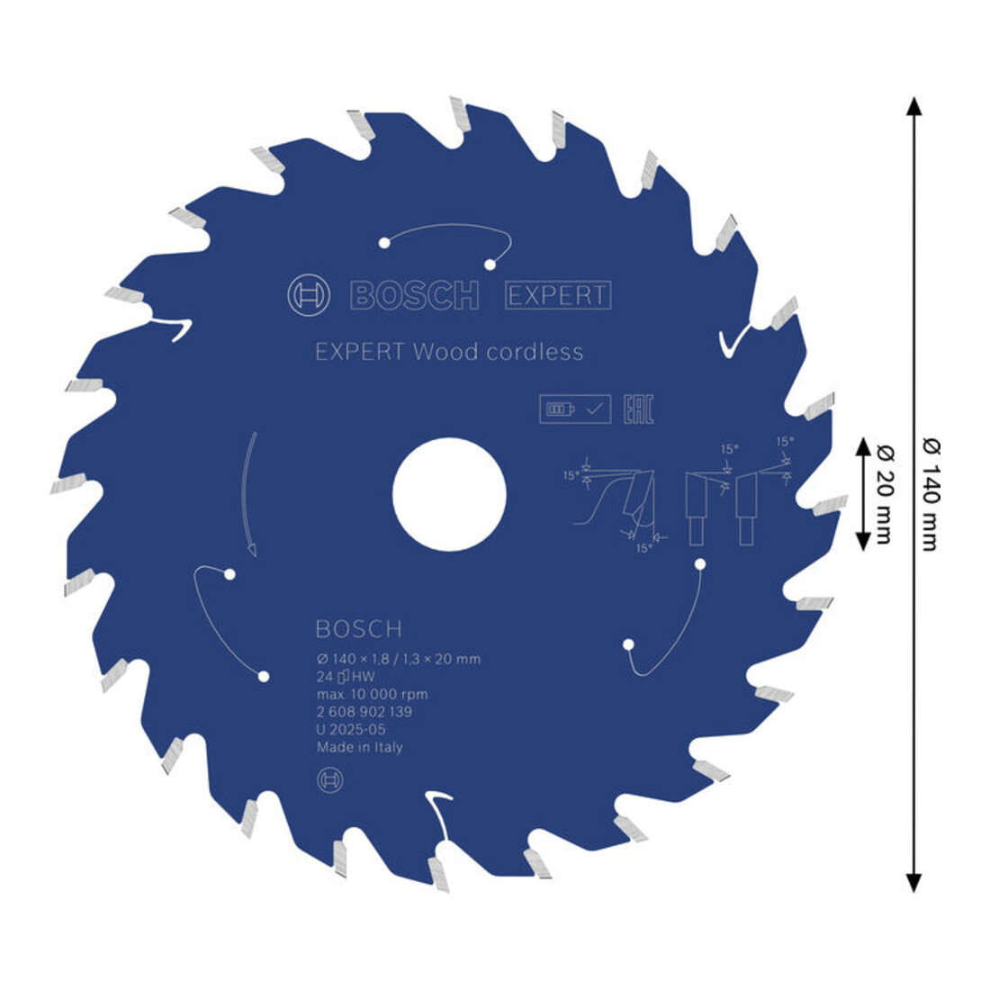 Bosch EXPERT Wood Kreissägeblatt, 140x1,8x20 mm, Z24 mit Reduzierring