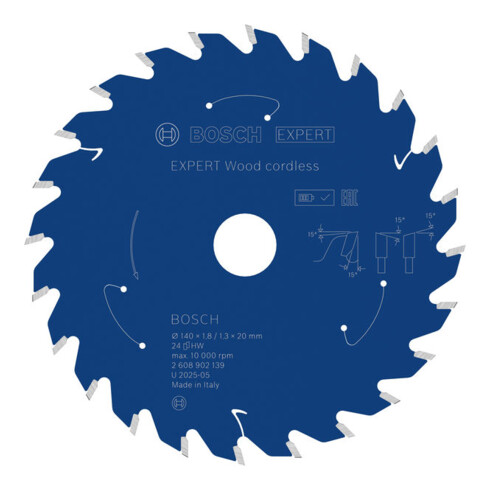 Bosch EXPERT Wood Kreissägeblatt, 140x1,8x20 mm, Z24 mit Reduzierring