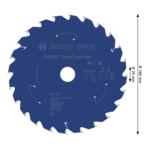 Bosch EXPERT Wood Kreissägeblatt, 160x1,45x20 mm, Z24