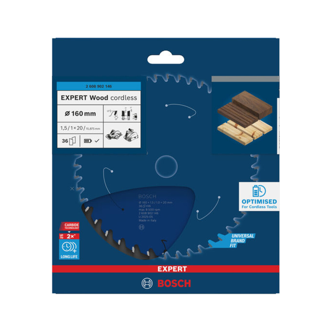 Bosch EXPERT Wood Kreissägeblatt, 160x1,45x20 mm, Z36