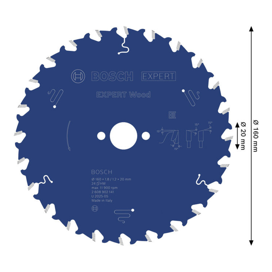 Bosch EXPERT Wood Kreissägeblatt, 160x1,8x20 mm, Z24