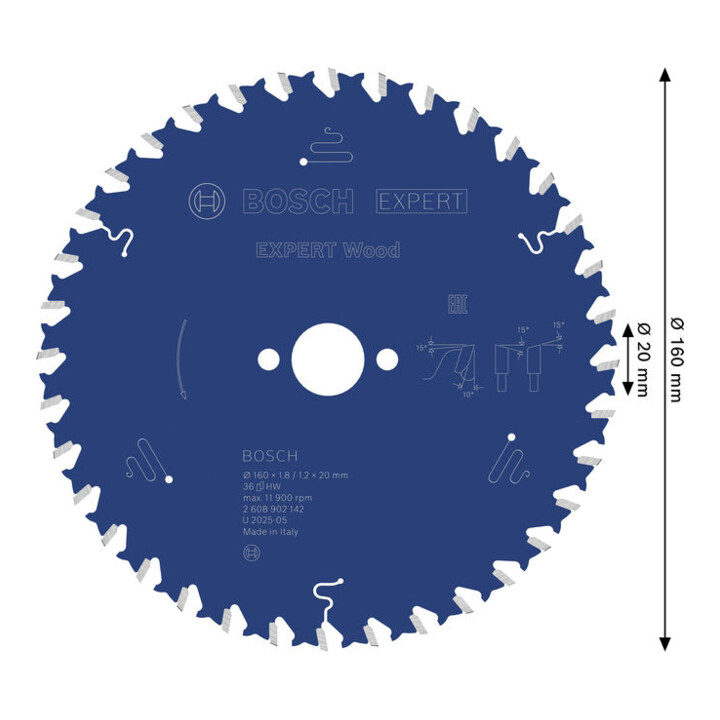 Bosch EXPERT Wood Kreissägeblatt, 160x1,8x20 mm, Z36