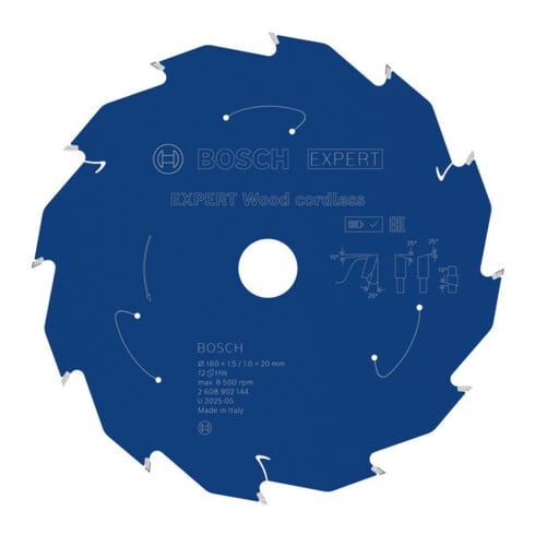 Bosch EXPERT Wood Kreissägeblatt, 160x20 mm, Z12