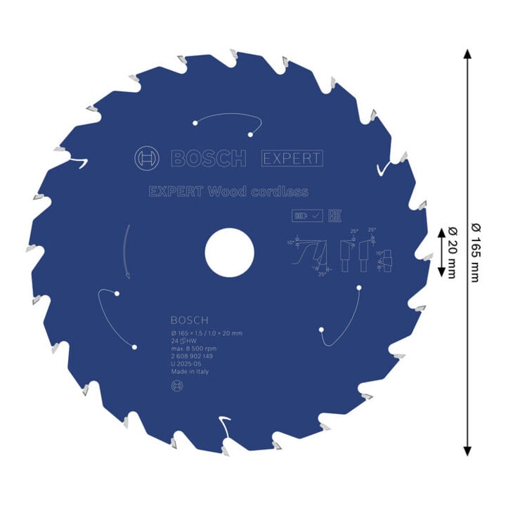 Bosch EXPERT Wood Kreissägeblatt, 165x1,45x20 mm, Z24