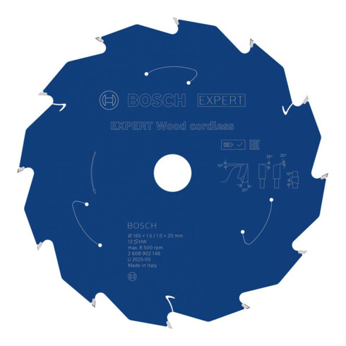 Bosch EXPERT Wood Kreissägeblatt, 165x20 mm, Z12