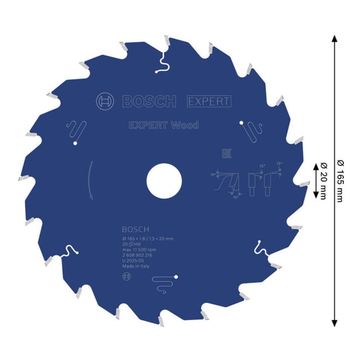 Bosch EXPERT Wood Kreissägeblatt, 165x20 mm, Z20