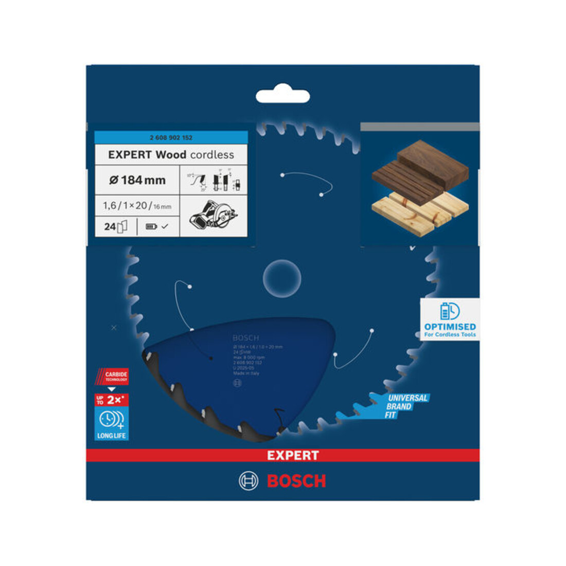 Bosch EXPERT Wood Kreissägeblatt, 184x20 mm, Z24