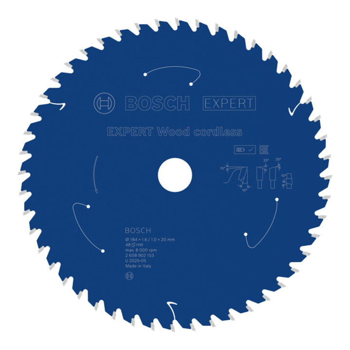 Bosch EXPERT Wood Kreissägeblatt, 184x20 mm, Z48