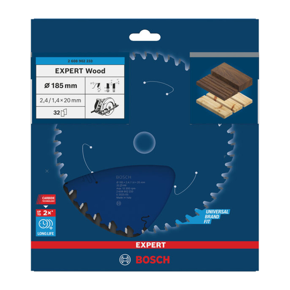 Bosch EXPERT Wood Kreissägeblatt, 185x2,4x20 mm, Z32