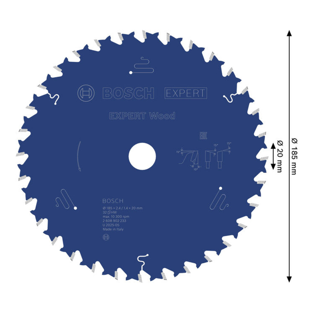 Bosch EXPERT Wood Kreissägeblatt, 185x2,4x20 mm, Z32