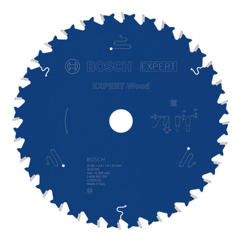 Bosch EXPERT Wood Kreissägeblatt, 185x2,4x20 mm, Z32