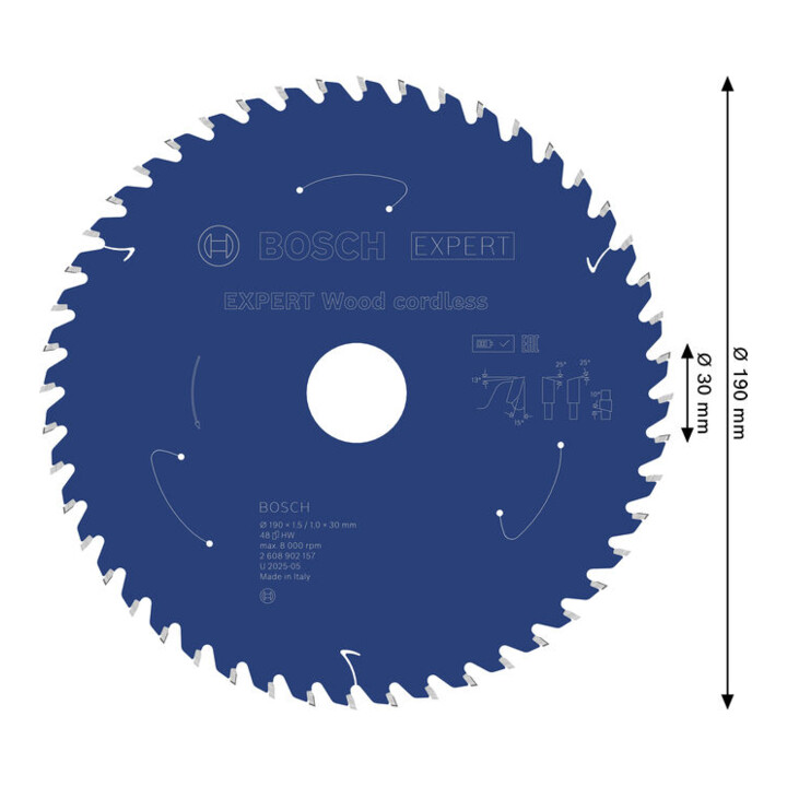 Bosch EXPERT Wood Kreissägeblatt, 190x1,45x30 mm, Z48