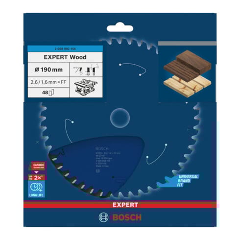 Bosch EXPERT Wood Kreissägeblatt, 190x2,4x30 mm, Z48