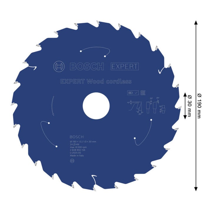 Bosch EXPERT Wood Kreissägeblatt, 190x30 mm, Z24