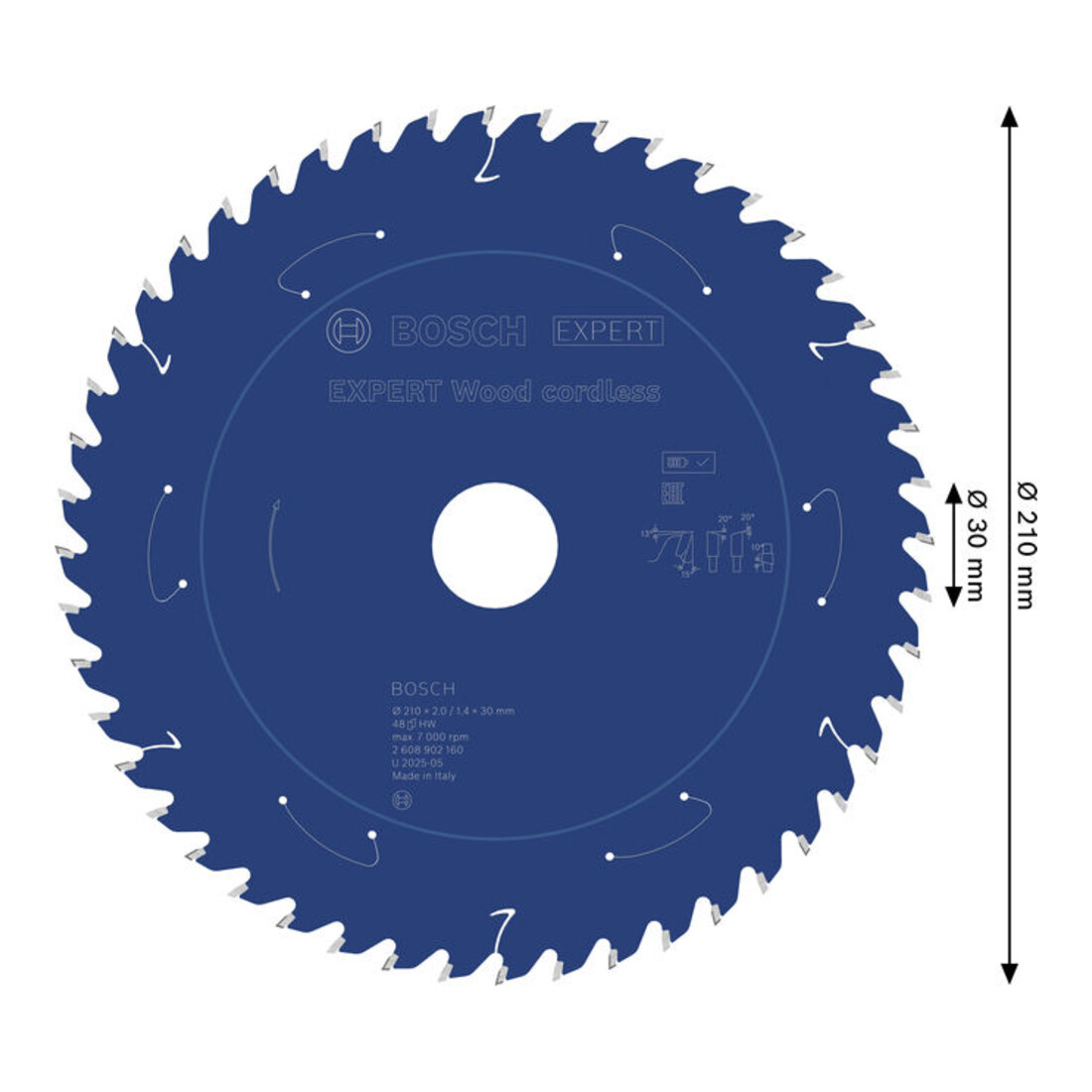 Bosch EXPERT Wood Kreissägeblatt, 210x30 mm, Z48