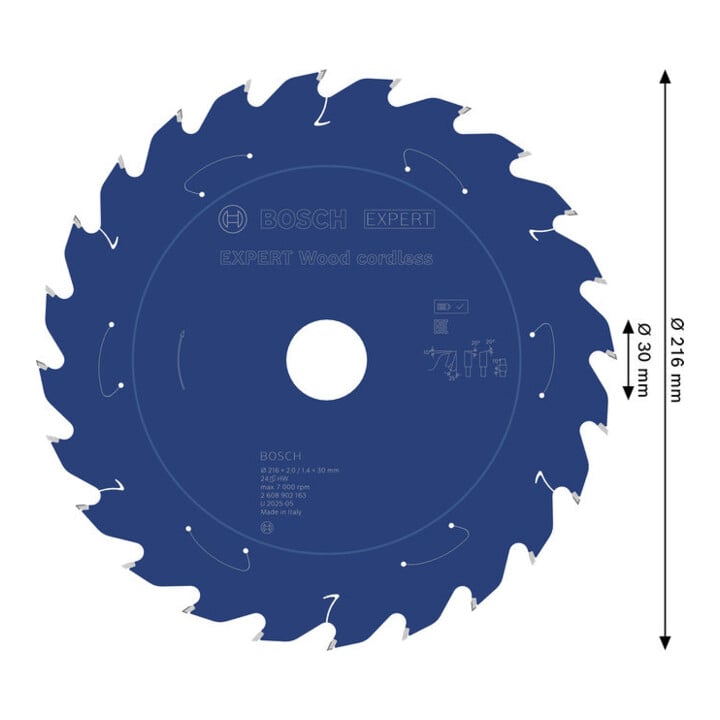 Bosch EXPERT Wood Kreissägeblatt, 216x1,7x30 mm, Z24, Zahnwinkel 25°