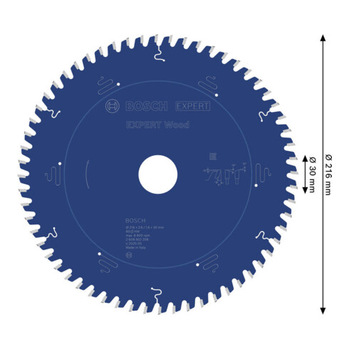 Bosch EXPERT Wood Kreissägeblatt, 216x30 mm, Z60