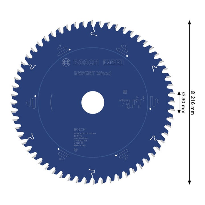 Bosch EXPERT Wood Kreissägeblatt, 216x30 mm, Z60