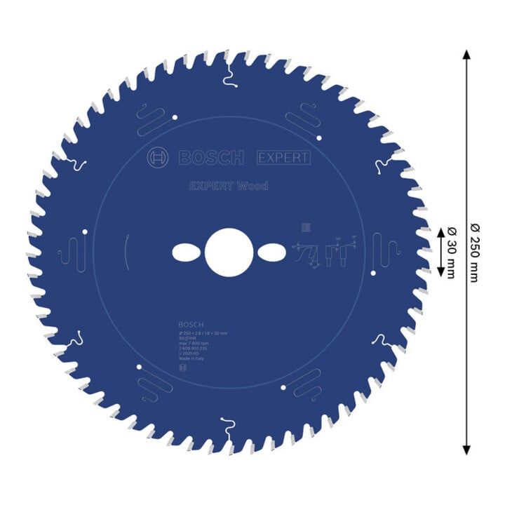 Bosch EXPERT Wood Kreissägeblatt, 250x2,8x30 mm, Z60