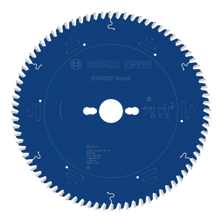 Bosch EXPERT Wood Kreissägeblatt, 250x3,2x30 mm, Z80