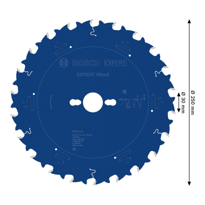 Bosch EXPERT Wood Kreissägeblatt, 250x30 mm, Z22