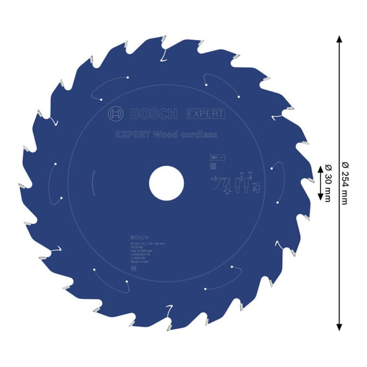Bosch EXPERT Wood Kreissägeblatt, 254x2,1x30 mm, Z24, Zahnwinkel 25°