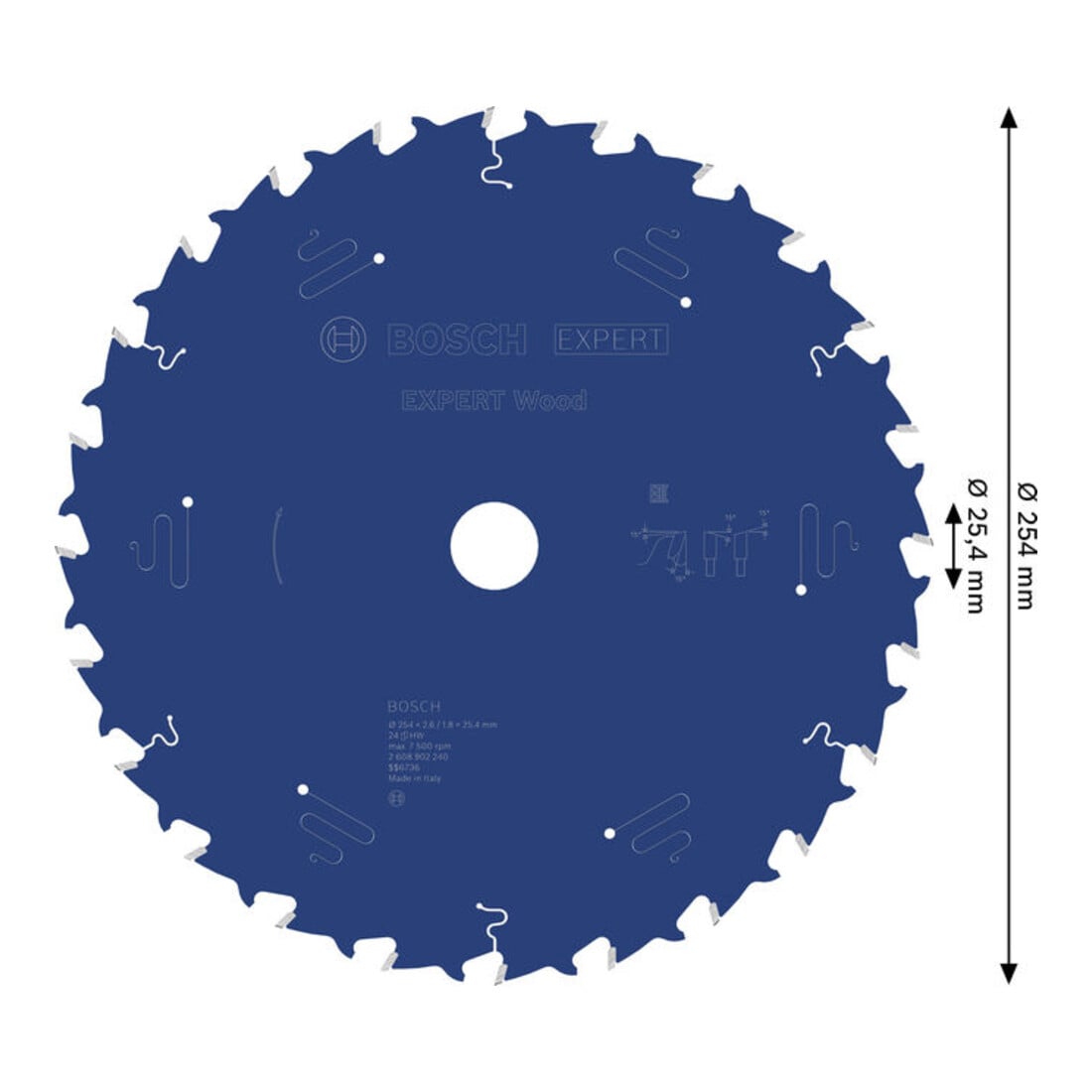 Bosch EXPERT Wood Kreissägeblatt, 254x25,4 mm, Z24