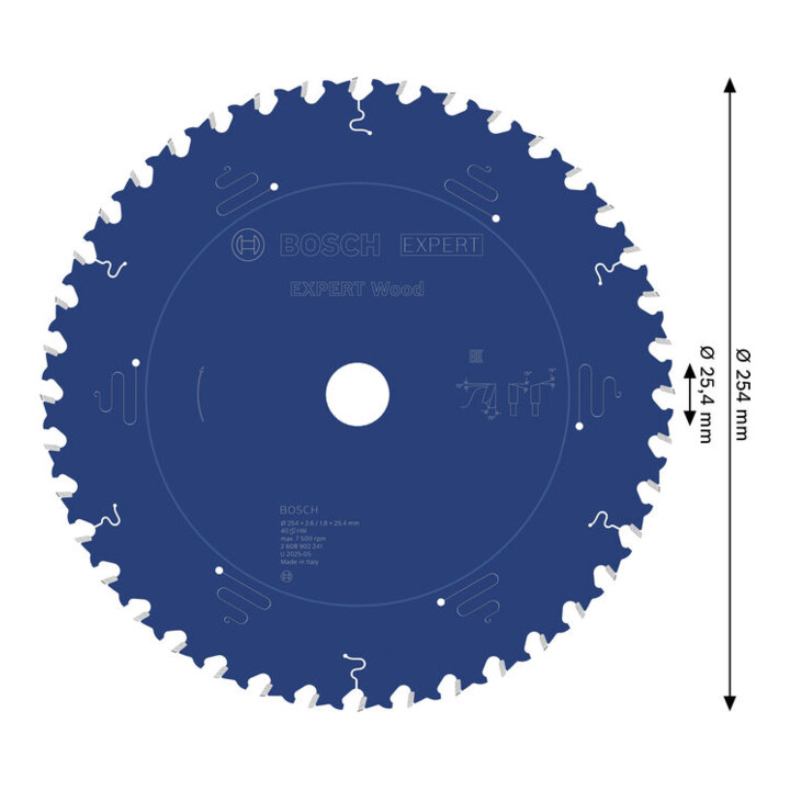 Bosch EXPERT Wood Kreissägeblatt, 254x25,4 mm, Z40