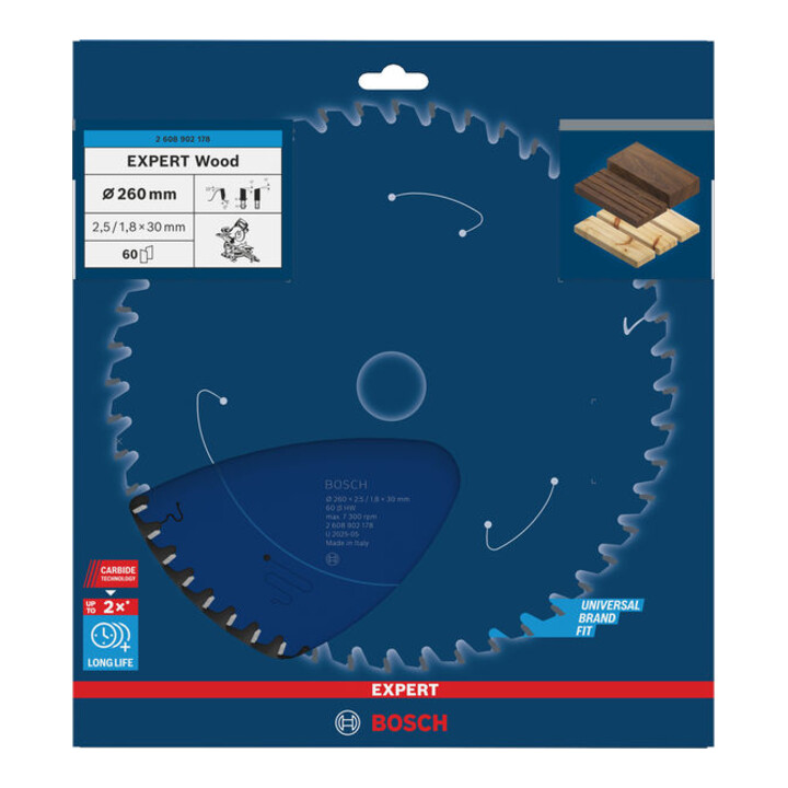 Bosch EXPERT Wood Kreissägeblatt, 260x30 mm, Z60