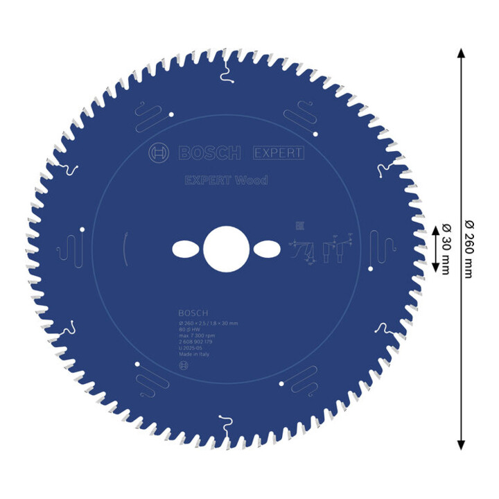 Bosch EXPERT Wood Kreissägeblatt, 260x30 mm, Z80