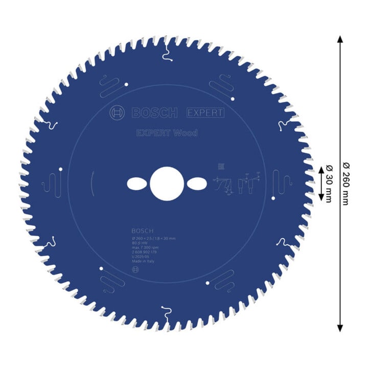 Bosch EXPERT Wood Kreissägeblatt, 260x30 mm, Z80