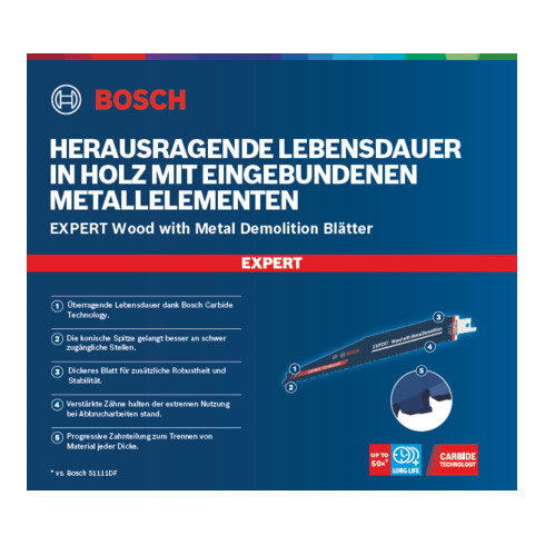 Bosch Expert ‘Wood with Metal Demolition’ S 1167 XHM Säbelsägeblatt