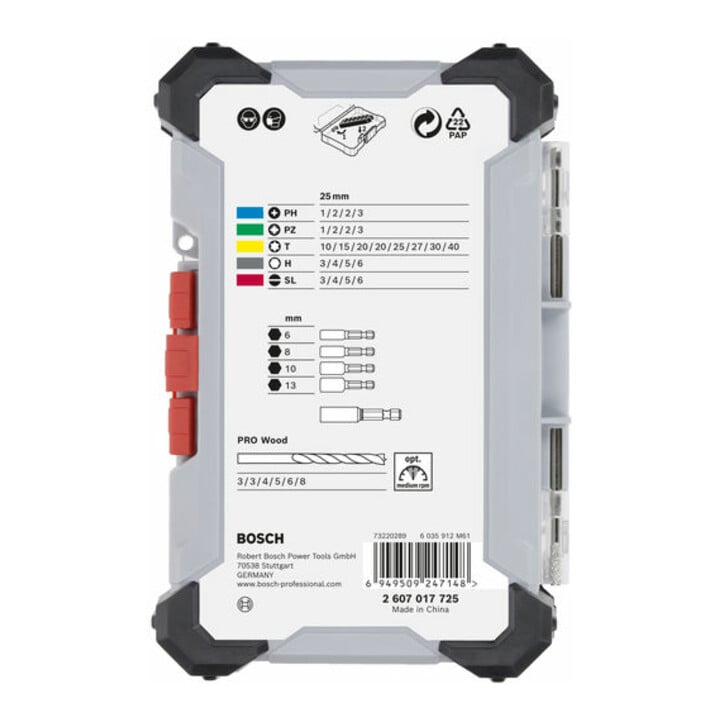 Bosch Extra Hard Schrauberbit‑ und PRO Wood Bohrer-Set, Aufsteller, 35‑tlg.
