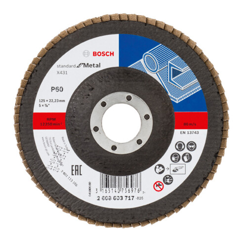 Bosch Fächerschleifscheibe X431 Standard for Metal, Trägerteller aus Glasgewebe gerade