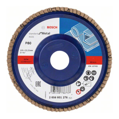 Bosch Fächerschleifscheibe X431 Standard for Metal, Trägerteller aus Kunststoff