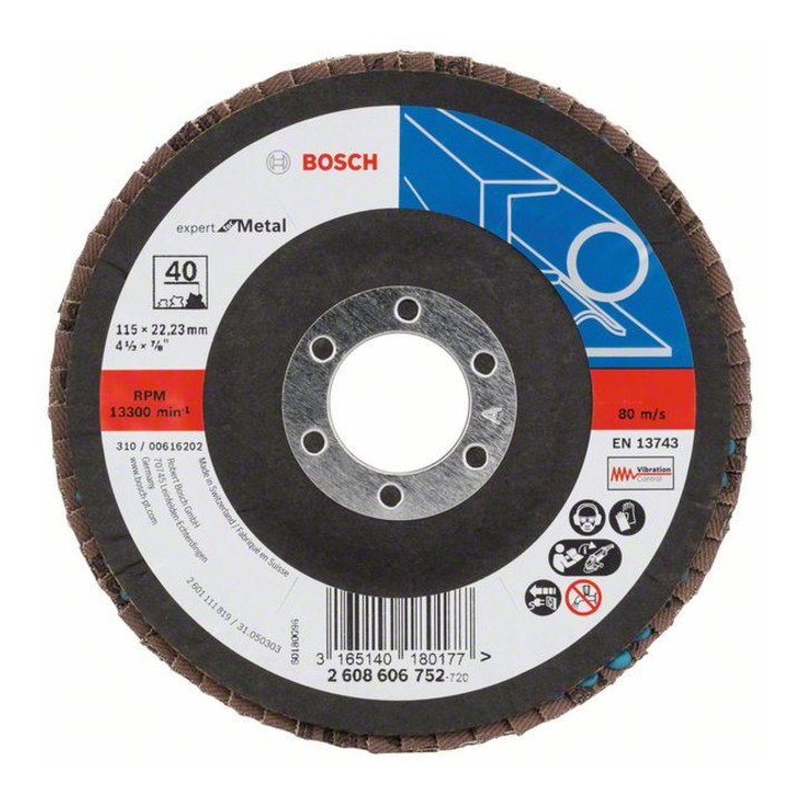 Bosch Gewinkelte Fächerschleifscheibe X551 Expert for Metal, Glasgewebe