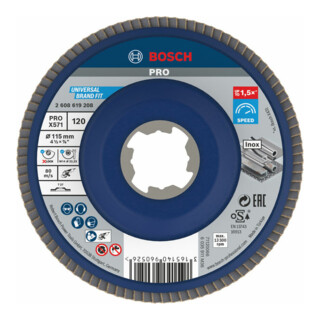 Bosch Fächerschleifscheibe X571 Best for Metal gerade 115 mm K 120 Kunststoff