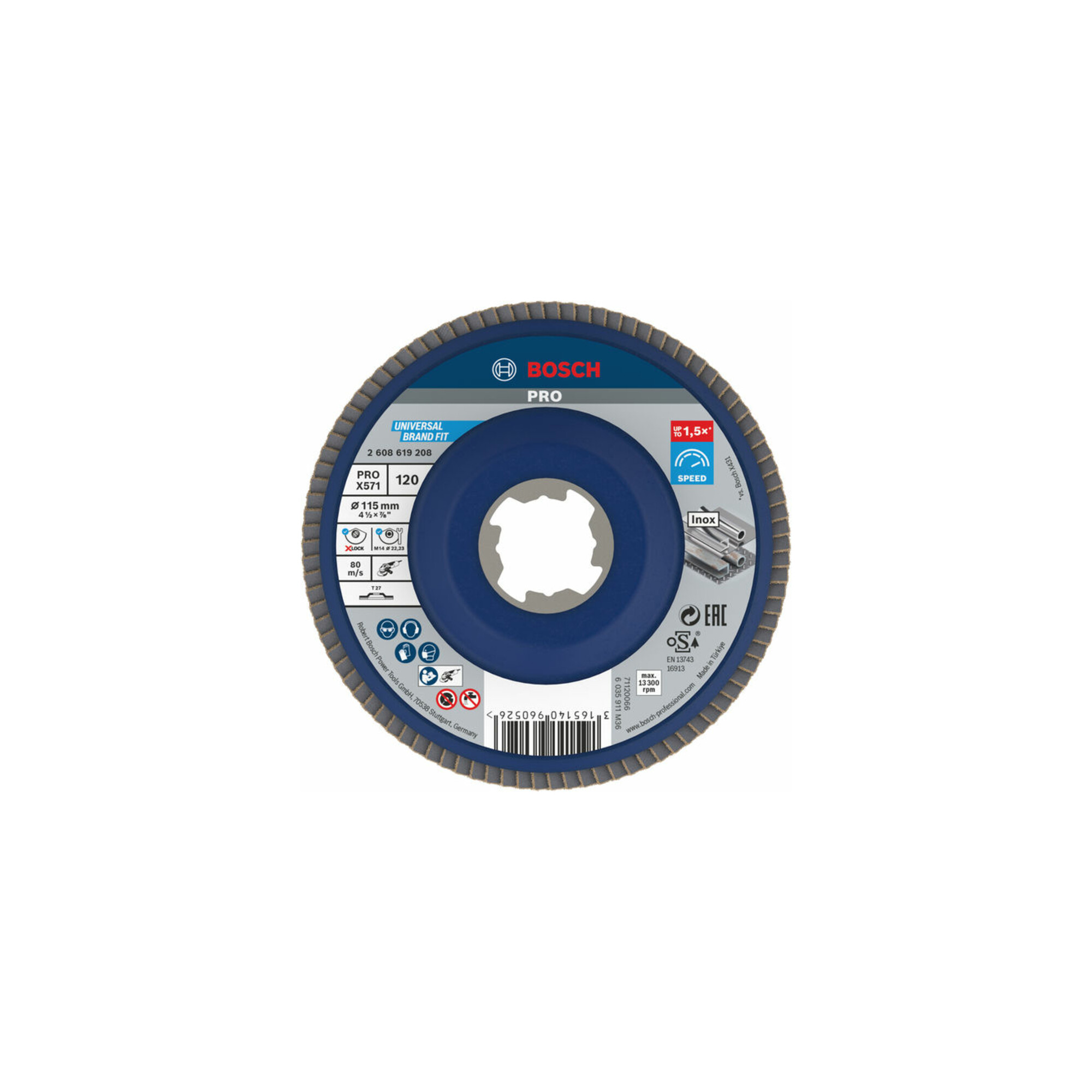 Bosch Fächerschleifscheibe X571 Best for Metal gerade 115 mm K 120 Kunststoff