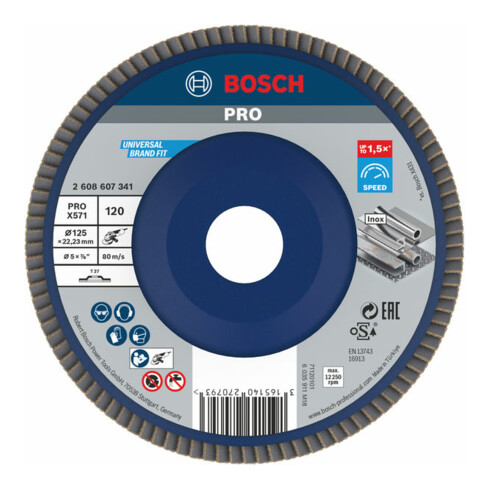 Bosch Fächerschleifscheibe X571 Best for Metal gerade 125 mm 120 Kunststoff